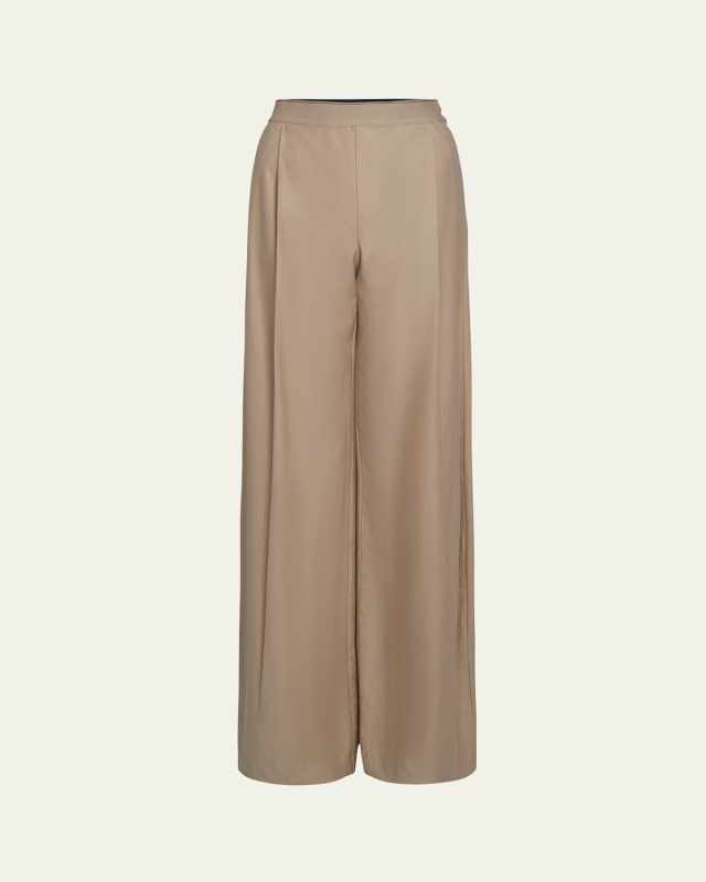 Mid-Rise Pleated Wide-Leg Pants